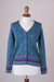 100% alpaca cardigan, 'Spirit of the Andes' - Soft Alpaca Button Up Cardigan Sweater from Peru (image 2c) thumbail