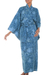 Cotton batik robe, 'Blue Forest' - Artisan Crafted Long Batik Cotton Robe for Women (image 2a) thumbail