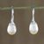 Pearl drop earrings, 'Rosy Bud' - Thai Bridal Sterling Silver Pearl Drop Earrings (image 2) thumbail