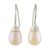 Pearl drop earrings, 'Rosy Bud' - Thai Bridal Sterling Silver Pearl Drop Earrings thumbail
