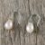 Pearl drop earrings, 'Rosy Bud' - Thai Bridal Sterling Silver Pearl Drop Earrings (image 2b) thumbail