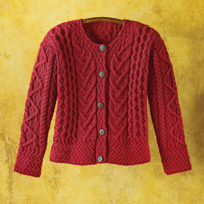 Wool cardigan, 'Bountiful' - Women's Merino Wool Irish Cardigan