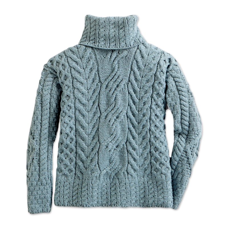 Women's Irish Aran Turtleneck Sweater - North Winds | NOVICA