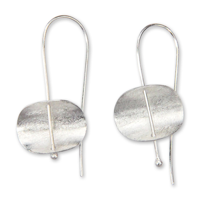 Sterling silver drop earrings, 'Urban Minimalism' - Modern Sterling Silver Earrings Artisan Crafted Jewelry