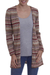 100% Alpaca knit cardigan, 'Pattern Aplenty' - Earth Tone Patterned Striped 100% Alpaca Knit Cardigan