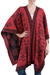 Ruana reversible 100% alpaca. - 100% lana de alpaca ruana rojo claro negro motivo floral peru
