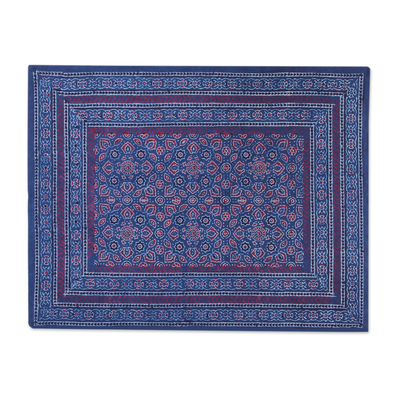 Cotton pillow shams, 'Rajasthani Remembrance' (pair) - Pair of Standard Cotton Pillow Shams in Red and Blue