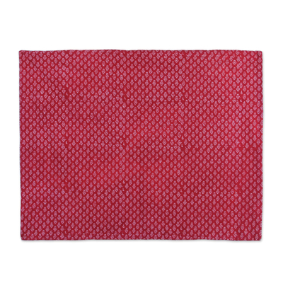Cotton pillow shams, 'Rajasthani Remembrance' (pair) - Pair of Standard Cotton Pillow Shams in Red and Blue