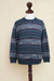 Men's 100% alpaca sweater, 'Cajamarca Blues' - Men's Patterned Andean 100% Alpaca Sweater in Shades of Blue (image 2d) thumbail