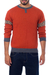 Men's 100% alpaca sweater, 'Chakana Wanderer' - Orange Alpaca Pullover Sweater for Men