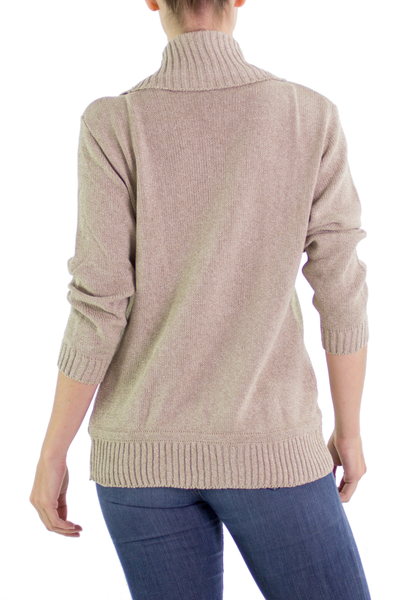 Cotton cardigan sweater, 'Maya Beige' - Women's Natural Cotton Cardigan Sweater