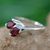 Garnet floral ring, 'Rose of Love' - Artisan Crafted Garnet and Silver Ring (image 2) thumbail