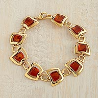 Gold vermeil amber link bracelet, Ancient Stories