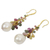Gold plated cultured pearl and tourmaline dangle earrings, 'Thai Vineyard' - Multicolor Tourmaline and Pearls on Gold Plated Earrings