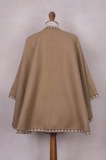 Alpaca blend ruana, 'Cozy Holiday in Tan' - Tan Alpaca Blend Ruana from Peru