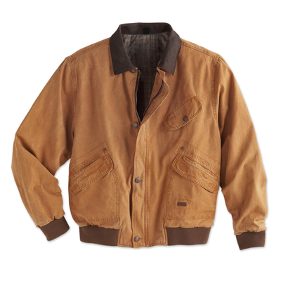 Men's cotton canvas jacket, 'Outback Adventure' - Men's Outback Canvas Jacket