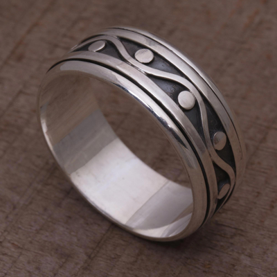 Sterling silver meditation spinner ring, 'Stream of Life' - 925 Sterling Silver Unisex Spinner Meditation Ring from Bali