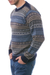 Men's 100% alpaca sweater, 'Monument' - Men's Patterned Grey and Brown 100% Alpaca Pullover Sweater (image 2b) thumbail