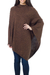 Alpaca poncho, 'Cozy Earth' - Alpaca Wool Solid Hooded Poncho