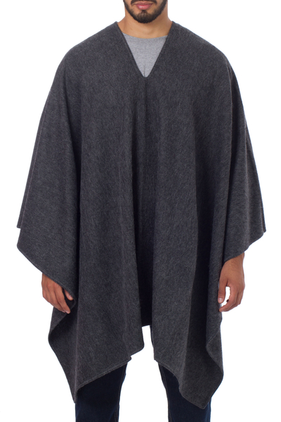 V-neck Poncho for Men Artisan Crafted in Peru