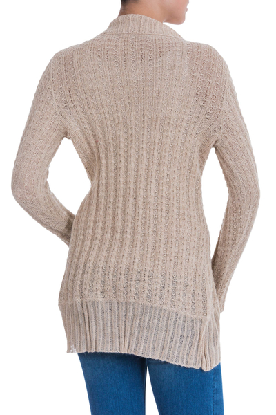 100% alpaca cardigan, 'Arequipa Rose' - Handcrafted Alpaca Wool Cardigan Sweater