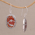 Carnelian dangle earrings, 'Avian Curiosity' - Carnelian and 925 Silver Bird Dangle Earrings from Bali
