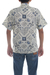Men's cotton batik shirt, 'Island Batik' - Men's Blue & White Short Sleeve Cotton Batik Button Shirt (image 2d) thumbail