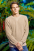 Men's cotton pullover sweater, 'Sporting Elegance' - Men's Beige Cotton Pullover Sweater from Guatemala thumbail