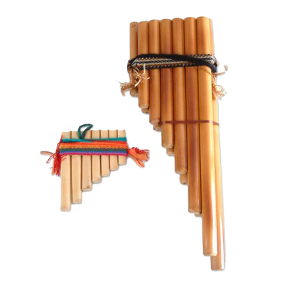 Bambus-Zampona-Panflöten, 'Inca Serenade' (Paar) - Handgefertigte Bambus-Blasinstrumente Zampona-Panflöten (Paar)