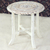 Wood accent table, 'Fantastic Flowers' - Distressed Mango Wood Accent Table from India