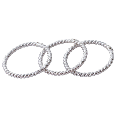 Sterling silver stacking rings, 'Three Ropes' (set of 3) - Set of Three Sterling Silver Stacking Rings from Peru