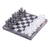 Mini onyx and marble chess set, 'Grey and Ivory Challenge' - Mini Onyx and Marble Chess Set in Grey and Ivory (image 2c) thumbail