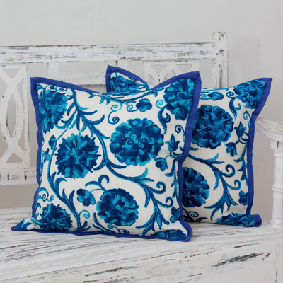 blue floral cushion covers