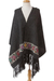 Wool shawl, 'Brocade Symmetry' - Handwoven Grey Wool Shawl Multicolor Diamond Brocade Border