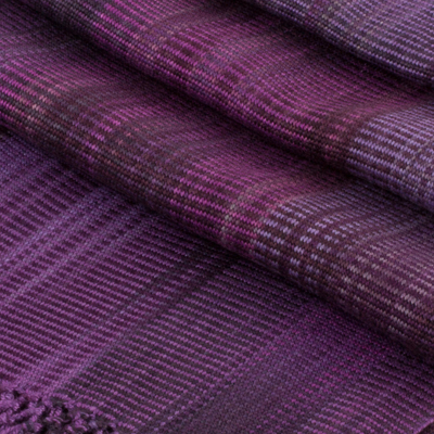 Rayon chenille scarf, 'Iridescent Lavender' - Hand Made Guatemalan Rayon Scarf in Purple Tones