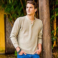 Men's cotton sweater, 'Maya Gentleman'