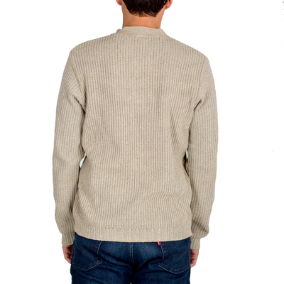 Men's cotton sweater, 'Maya Gentleman' - Unique Handspun Cotton Pullover Sweater