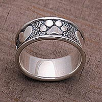 Featured review for Sterling silver band ring, Loving Paws