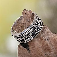 Sterling silver ring, 'Knots' - Artisan Jewelry Sterling Silver Band Ring
