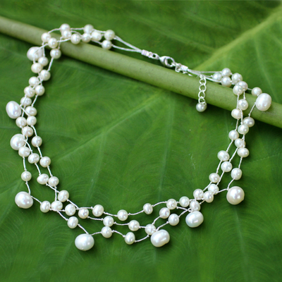Gargantilla de perlas, 'Moonlight Glow' - Gargantilla de perlas artesanal