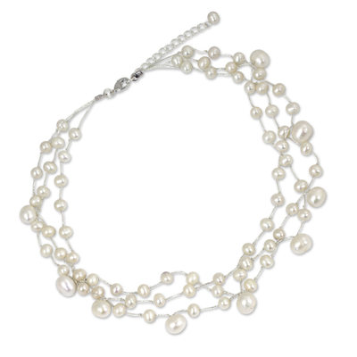 Gargantilla de perlas, 'Moonlight Glow' - Gargantilla de perlas artesanal