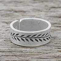 Sterling silver wrap ring, 'Wrapped in Nature' - Handcrafted Unisex Sterling Silver Vine Motif Wrap Ring