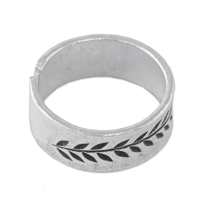Sterling silver wrap ring, 'Wrapped in Nature' - Handcrafted Unisex Sterling Silver Vine Motif Wrap Ring