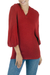 Alpaca blend hoodie sweater, 'Red Trujillo Lady' - Alpaca blend hoodie sweater