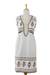 Beaded cotton dress, 'Golden Magic' - Beaded Cotton Block Print Sleeveless Dress with Sequins