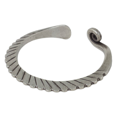 Silver cuff bracelet, 'Fern Wrap' - Thai Artisan Crafted Silver Cuff Bracelet