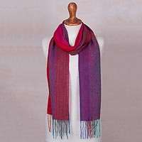 Baby alpaca blend scarf, 'Color Play' - Baby Alpaca Blend Multicolored Striped Scarf from Peru
