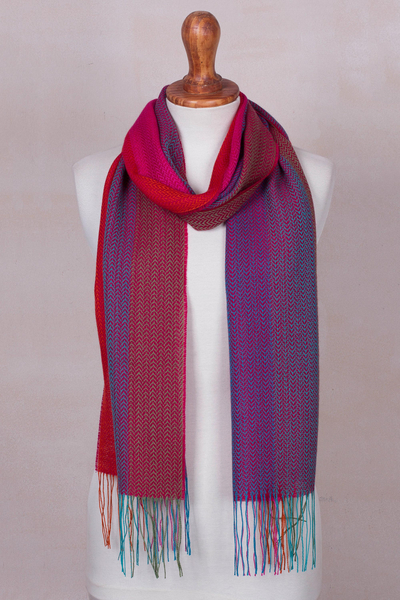 Baby alpaca blend scarf, 'Color Play' - Baby Alpaca Blend Multicolored Striped Scarf from Peru