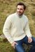 Men's wool sweater, 'Cliffs of Inis Mor' - Men's Irish Aran Islands Wool V-Neck Sweater