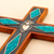Chrysocolla and copper wall cross, 'Chrysocolla Cross' - Chrysocolla Copper Bronze Wood Cross Wall Decor from Peru (image 2b) thumbail